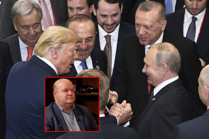 AP/Scanpix/RBK Ukraina/Donaldas Trumpas, Vladimiras Putinas ir Valerijus Čalas