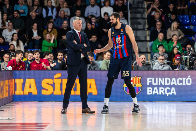 zalgiris.lt nuotr./Šarūnas Jasikevičius ir Nikola Mirotičius