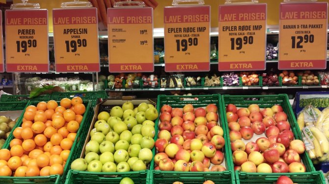 Skaitytojo Tomo nuotr./Vaisių ir daržovių kainos Norvegijoje