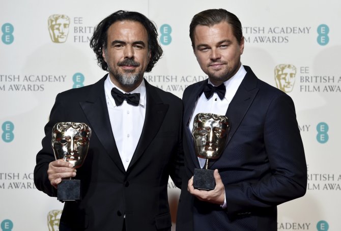 „Reuters“/„Scanpix“ nuotr./Alejandro Gonzalezas Inarritu ir Leonardo DiCaprio 