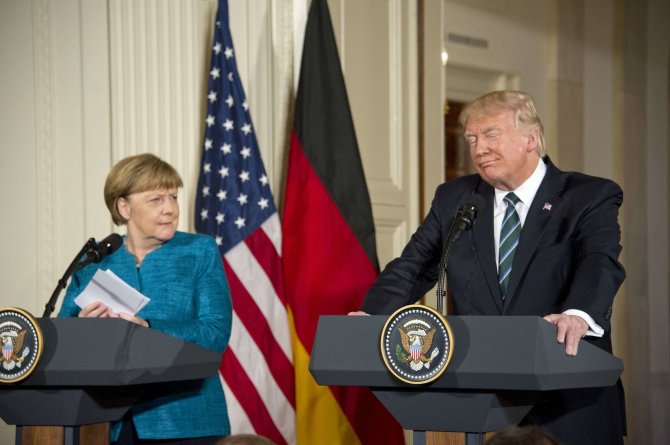 „Scanpix“/„Sipa USA“ nuotr./Angela Merkel ir Donaldas Trumpas