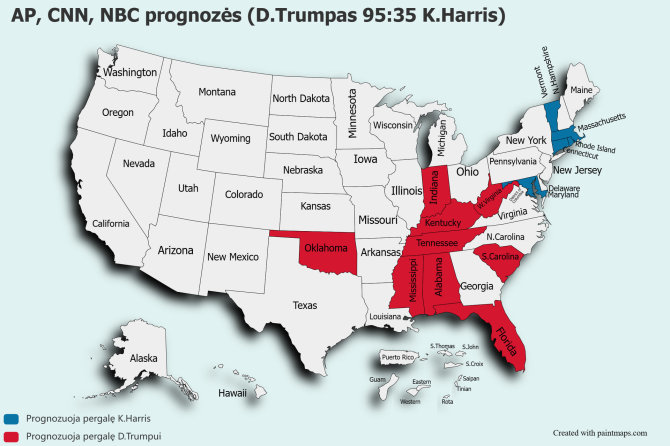 15min/AP, CNN, NBC prognozės (D.Trumpas 95:35 K.Harris)