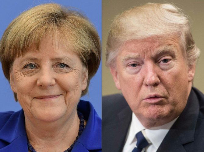 AFP/„Scanpix“ nuotr./Angela Merkel ir Donaldas Trumpas