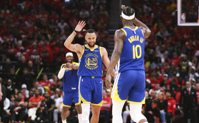Scanpix/IMAGN IMAGES via Reuters Connect nuotr./Stephenas Curry ir Jimmy Butleris