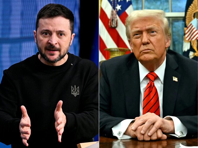 AFP/„Scanpix“/Volodymyras Zelenskis ir Donaldas Trumpas