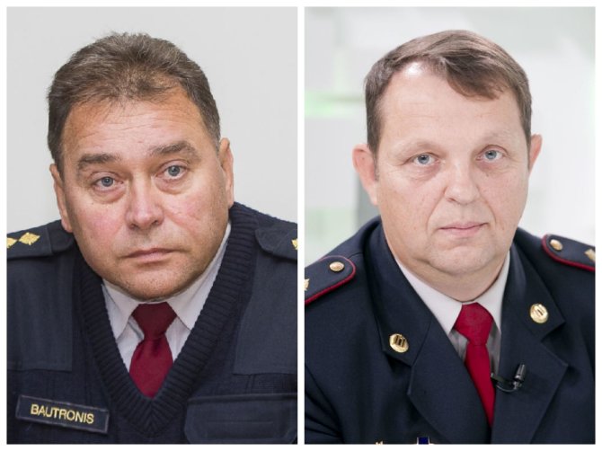 Alytaus priešgaisrinės gelbėjimo tarnybos vadovai Algirdas Bautronis ir Saulius Mockevičius