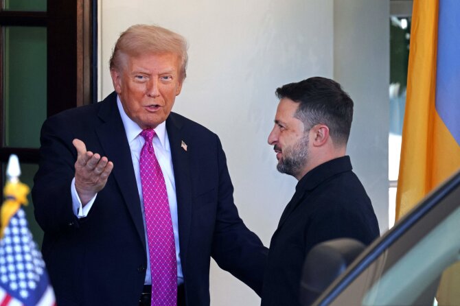 AFP/ „Scanpix“/Donaldas Trumpas, Volodymyras Zelenskis