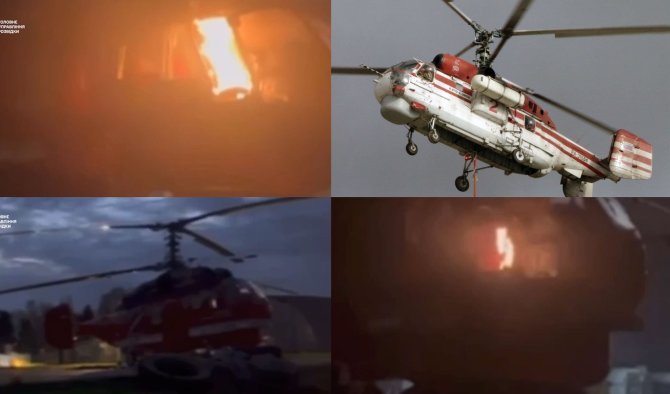 Stopkadras/Maskvos aerodrome sudegė rusų sraigtasparnis Ka-32 