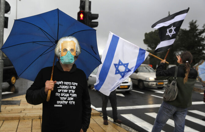 AFP/„Scanpix“ nuotr./Protestas prieš B.Netanyahu Jeruzalėje