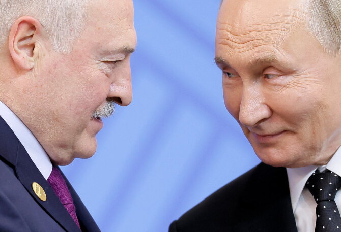 „Reuters“/„Scanpix“/Vladimiras Putinas, Aliaksandras Lukašenka