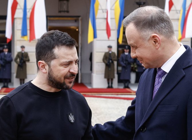„AFP“/„Scanpix“/Lenkijos prezidentas Andrzejus Duda ir Ukrainos lyderis Volodymyras Zelenskis