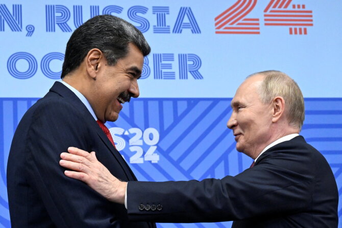 „Reuters“/„Scanpix“/Vladimiras Putinas, Nicolas Maduro, 2024 m.