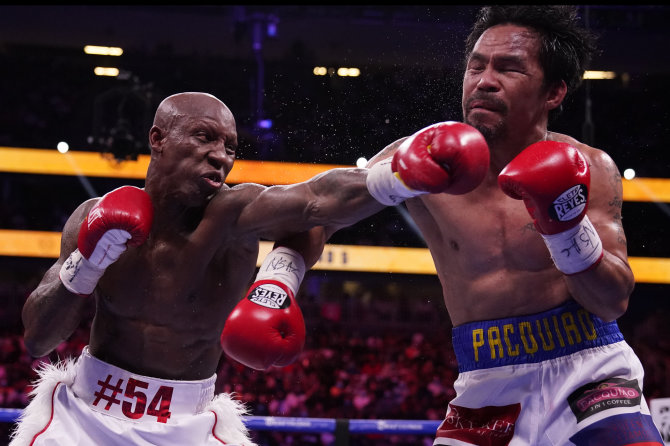 „Scanpix“/AP nuotr./Yordenis Ugas ir Manny Pacquiao.