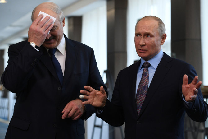 „Scanpix“ nuotr./Aliaksandras Lukašenka ir Vladimiras Putinas