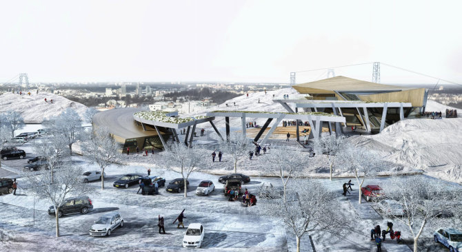 „Daniel Libeskind“ nuotr./Liepkalnio slidinėjimo centro projekto vizualizacija 