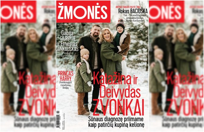 Žurnalo „Žmonės“ viršelis/Katažina ir Deivydas Zvonkai su vaikais