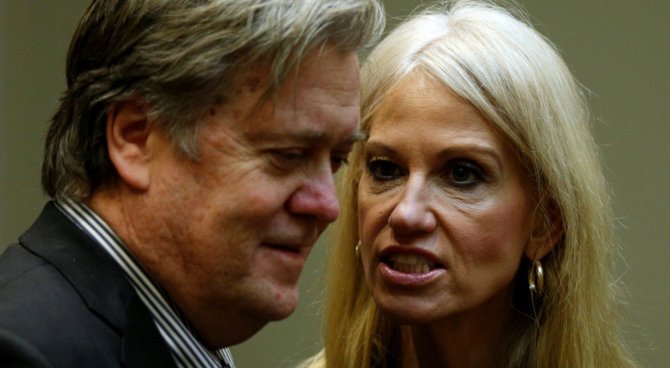 „Reuters“/„Scanpix“ nuotr./Steve'as Bannonas ir Kellyanne Conway