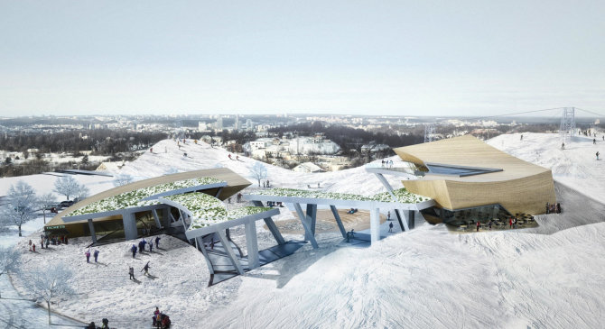 „Daniel Libeskind“ nuotr./Liepkalnio slidinėjimo centro projekto vizualizacija 