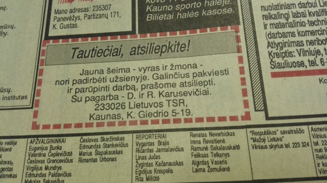 Iš M.Mažvydo bibliotekos archyvų/1990 metų kovo reklamos Lietuvos laikraščiuose