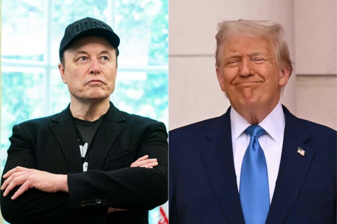 AFP/„Scanpix“ nuotr./Elonas Muskas ir Donaldas Trumpas