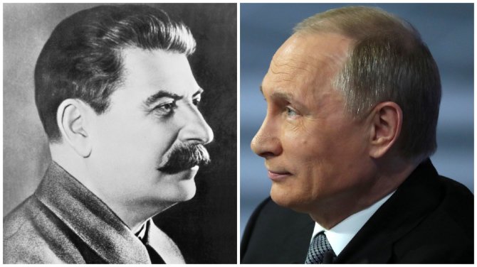 „Scanpix“/„Reuters“ ir Vida Press nuotr./Josifas Stalinas ir Vladimiras Putinas