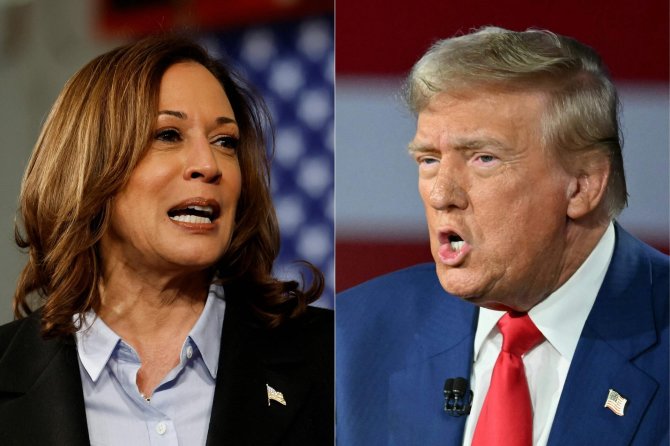 AFP/„Scanpix“ nuotr./Kamala Harris ir Donaldas Trumpas