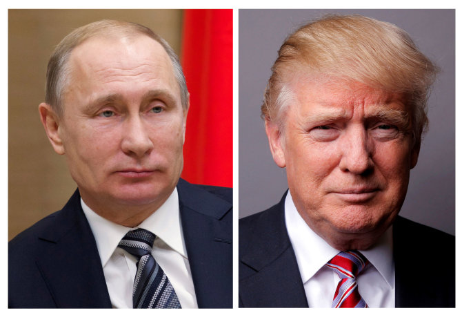 Vladimiras Putinas ir Donaldas Trumpas.