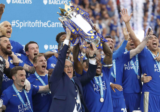 „Scanpix“/AP nuotr./Praėjusio sezono Anglijos čempionai „Leicester City“ futbolininkai