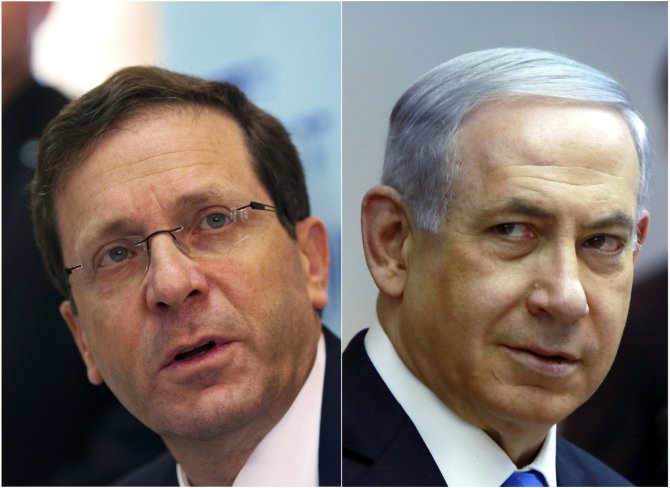 „Reuters“/„Scanpix“ nuotr./Isaacas Herzogas ir Benjaminas Netanyahu.