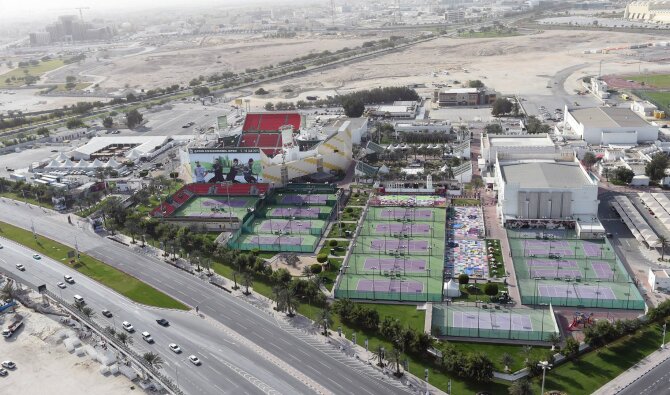 Facebook.com/"Qatar ExxonMobil Open" turnyro kortai Katare