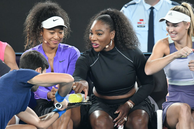 „Scanpix“ nuotr./Naomi Osaka, Serena Williams ir Caroline Wozniacki