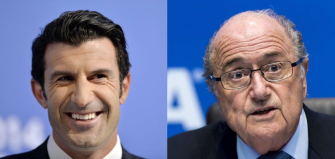AFP/„Scanpix“ nuotr./Luisas Figo ir Seppas Blatteris
