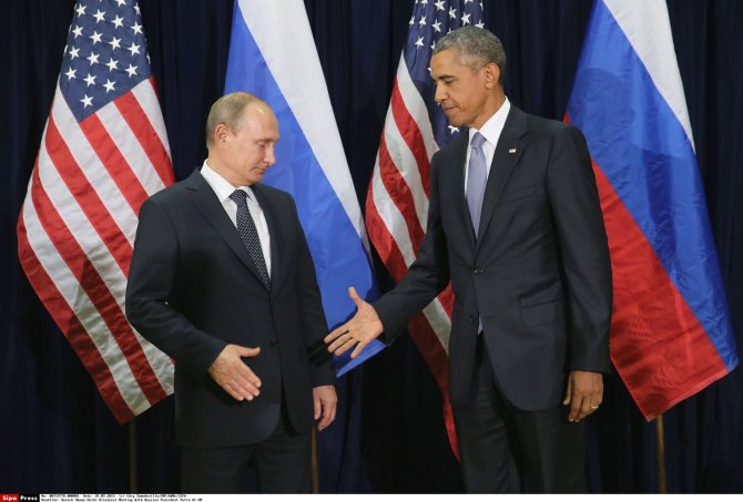„Scanpix“/„Sipa USA“ nuotr./Vladimiro Putino ir Baracko Obamos susitikimas