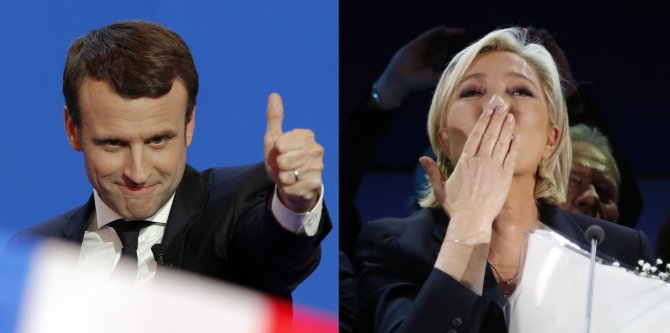 „Scanpix“ nuotr./Emmanuelis Macronas ir Marine Le Pen