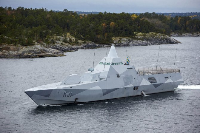 „Reuters“/„Scanpix“ nuotr./Švedijos karininė korvetė „HMS Visby“ 