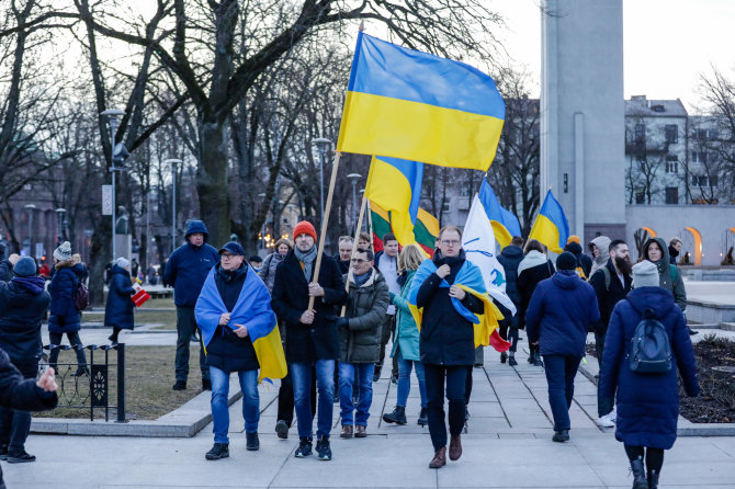 Teodoro Biliūno / 15min nuotr./Vienybės ir solidarumo su Ukraina akcija Kaune.