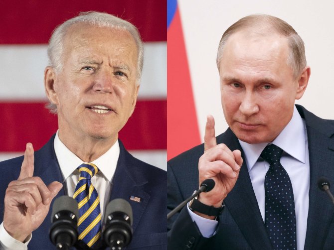 AFP/„Scanpix“ nuotr./Joe Bidenas ir Vladimiras Putinas