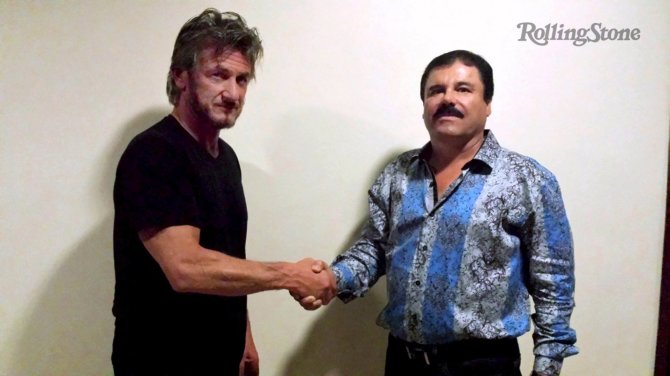 „Scanpix“ nuotr./Seanas Pennas ir narkomafijos bosas Joaquinas Guzmanas, pravarde El Chapo