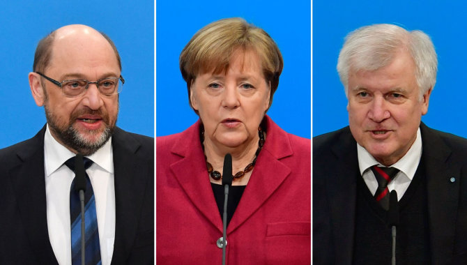 AFP/„Scanpix“ nuotr./Martinas Schulzas, Angela Merkel ir Horstas Seehoferis