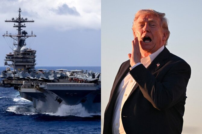 JAV Centrinės vadavietės nuotr. / AFP / Scanpix/Lėktuvnešis „USS George H.W. Bush“, Donaldas Trumpas