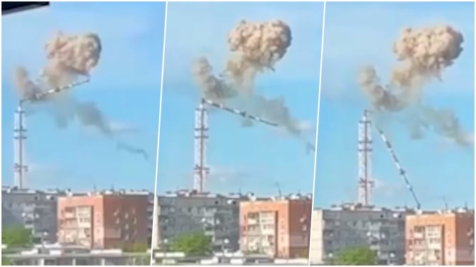 Stopkadras/Rusai atakavo televizijos bokštą Charkive