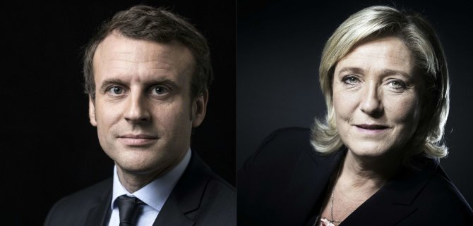 AFP/„Scanpix“ nuotr./E.Macronas ir M.Le Pen