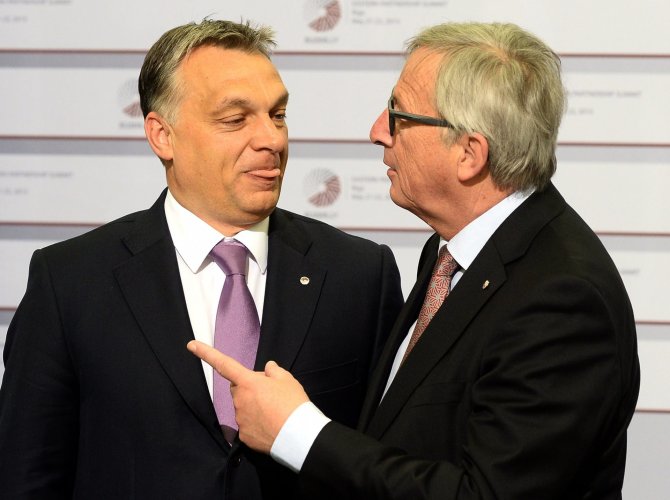 AFP/„Scanpix“ nuotr./V.Orbanas ir J-C.Junckeris.