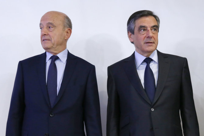 „Reuters“/„Scanpix“ nuotr./Francois Fillonas (dešinėje) ir Alainas Juppe