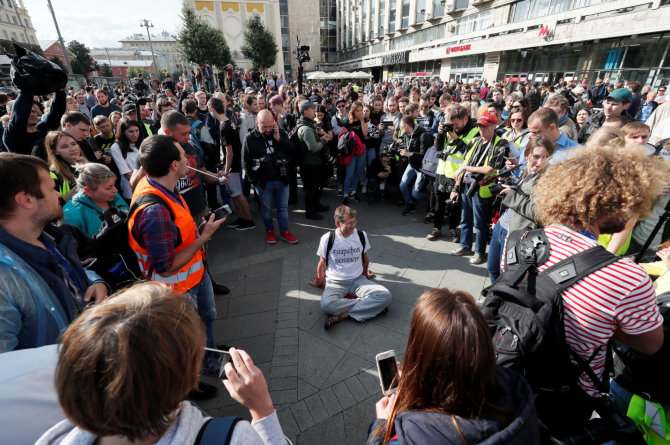 „Reuters“/„Scanpix“ nuotr./Nesankcionuotas protestas Maskvoje