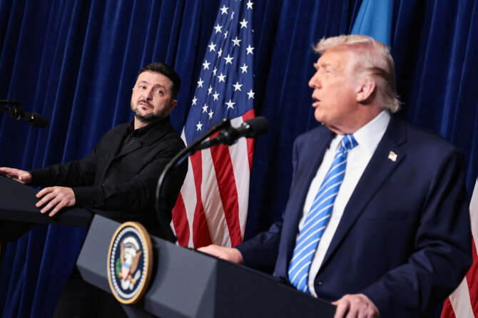 „Reuters“/„Scanpix“ nuotr./Volodymyras Zelenskis ir Donaldas Trumpas