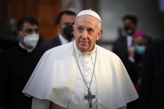 AFP/„Scanpix“ nuotr./Popiežius Pranciškus Bagdade