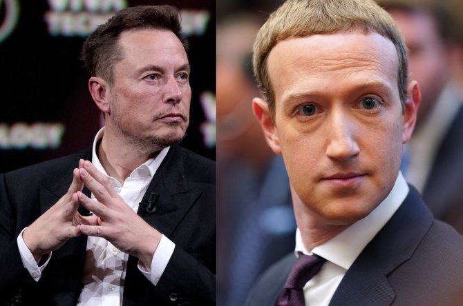 „Scanpix“ nuotr./Elonas Muskas ir Markas Zuckerbergas