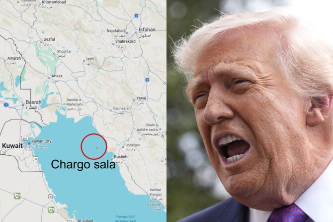 Cover Images/Scanpix/Google Maps/Donaldas Trumpas ir Iranui priklausanti Chargo sala