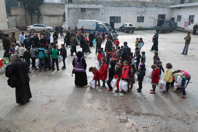 AFP/„Scanpix“ nuotr./Pabėgėliai Idlibe